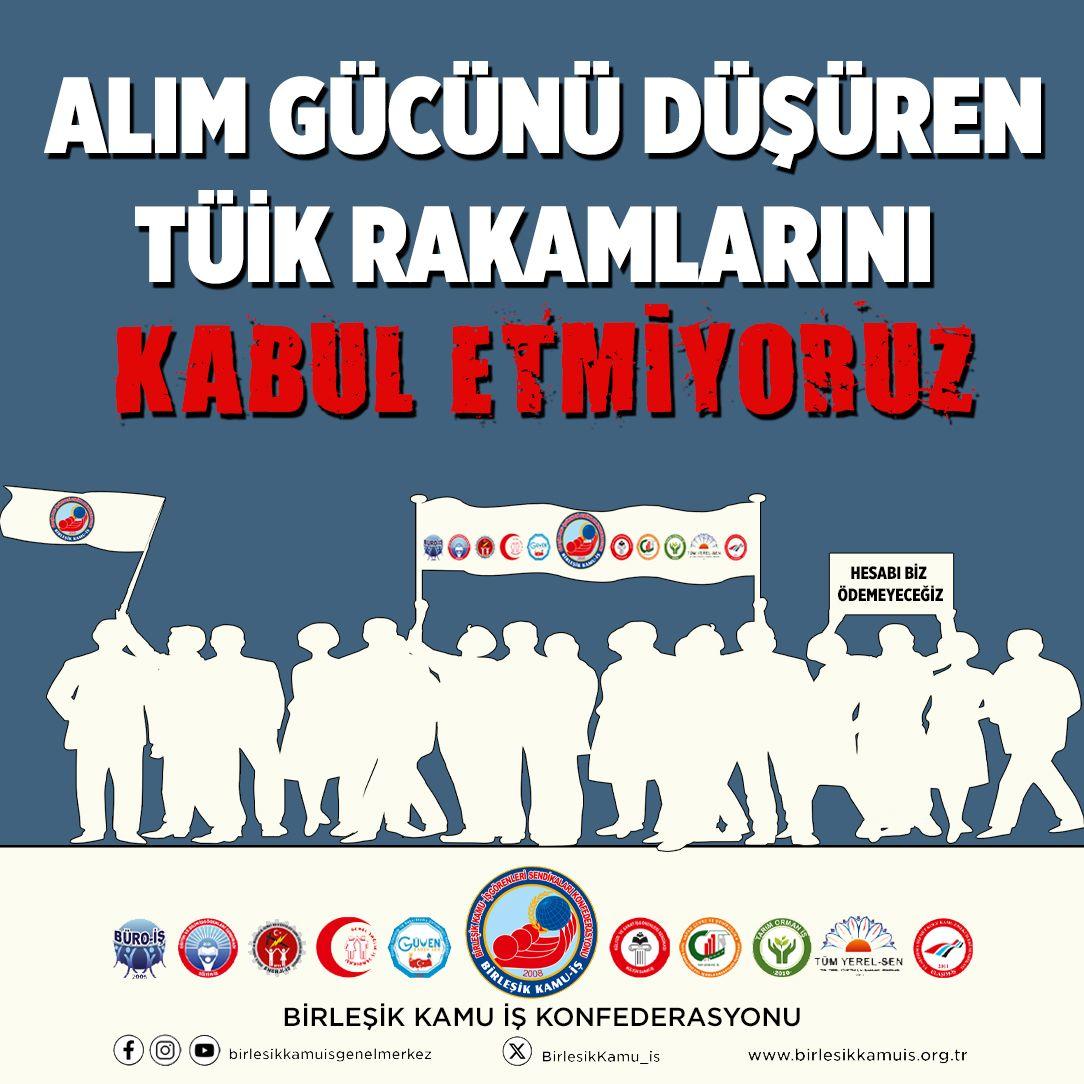 Cebimizin düşmanı TÜİK yalanlarına karşı, onurlu bir yaşam için birleştik, sefalet düzenine karşı duruyoruz. 13 Ocak'ta iş bırakıyoruz! #hesabibizodemeyecegiz