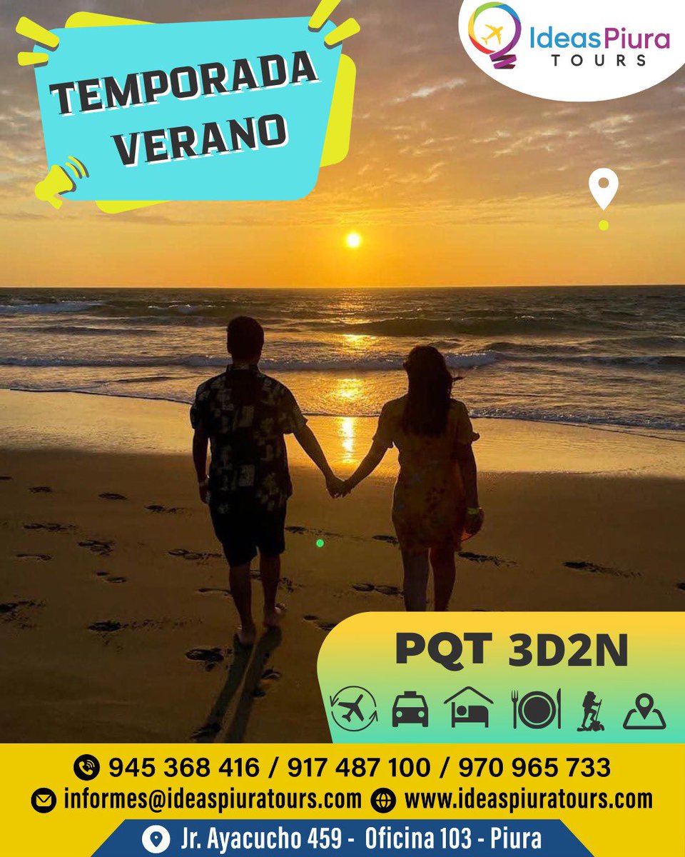 Ideaspiuratours's tweet photo. 👉 “𝐓𝐄𝐌𝐏𝐎𝐑𝐀𝐃𝐀 𝐕𝐄𝐑𝐀𝐍𝐎, 𝐯𝐚𝐜𝐚𝐜𝐢𝐨𝐧𝐞𝐬 𝐈𝐧𝐨𝐥𝐯𝐢𝐝𝐚𝐛𝐥𝐞𝐬” 🌊☀️☀️
Buscas #sol , #playa y #diversion … El #nortedelperu espera tu #visita los mejores #tours y #playasdelnorte  #ideaspiuratours #agenciadeviajes y #turismopiura #viajespiura https://t.co/HQf6RPiRNu