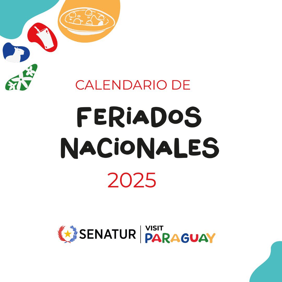 Senatur_Py's tweet photo. 🇵🇾📆 Feriados largos para impulsar el turismo interno 🌟

Esta medida, impulsada por la Senatur, busca fortalecer las economías locales y promover el patrimonio histórico y cultural. 

A través del Decreto N° 3047, el Poder Ejecutivo aprobó el traslado de feriados nacionales>> https://t.co/tJuM7XNnSD