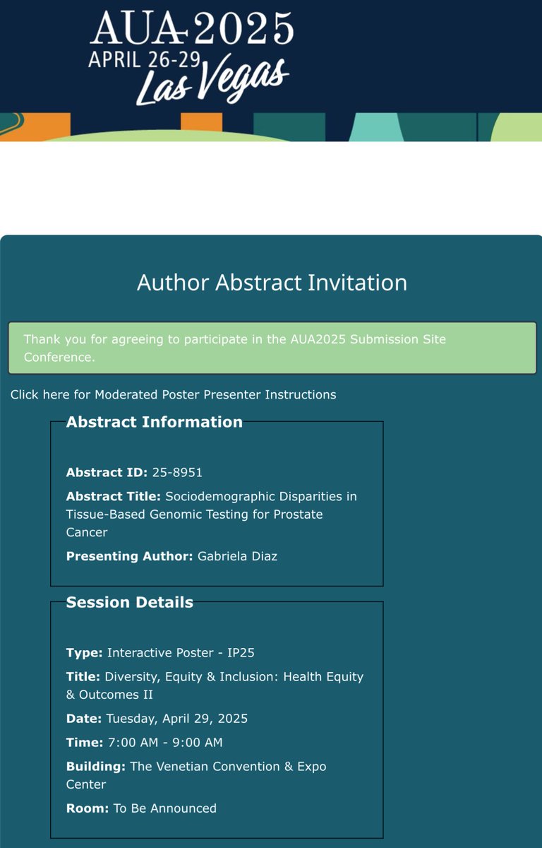 Very excited!! And more so for one of my favorite projects to date. See you soon, AUA 🥹🤞🏽 #UroSoMe  <a href="/LatinXUro/">LatinX In Urology</a> <a href="/Yale_Urology/">Yale Urology</a>
