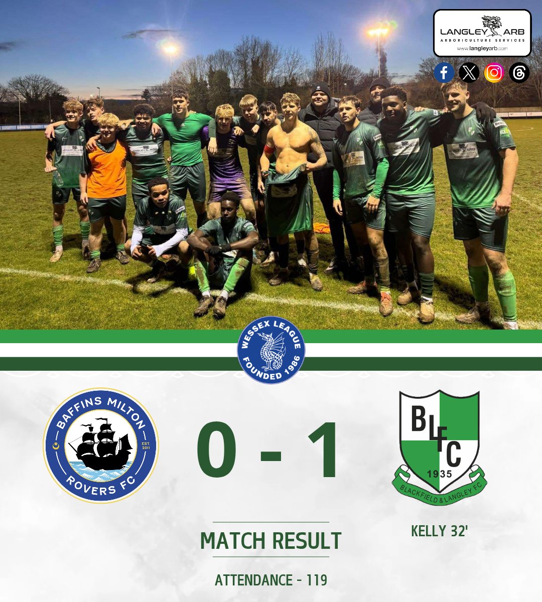 📰 | 𝐌𝐚𝐭𝐜𝐡 𝐑𝐞𝐬𝐮𝐥𝐭

Today's Velocity Wessex League match result from the PMC Stadium. It got ugly at times, and the lads definitely put in a shift for the new management. 🙌👏 Kelly's cracking effort gets the points.

🟦🟩