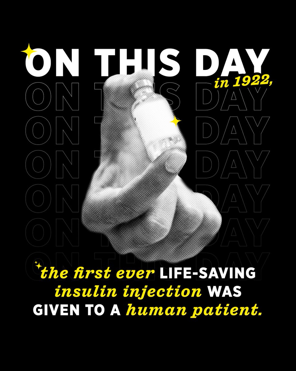 BeyondType1's tweet photo. COOL DIABETES DATE! 📅

On this day in 1922, the first-ever insulin injection was given to a human patient. 💉

In January 1922, a young Canadian patient named Leonard Thompson was 14-years-old, 65 pounds, and dying when he received the first famous doses. Despite having an allergic reaction to the dog-insulin, he regained his strength quickly.

Yay science!!!