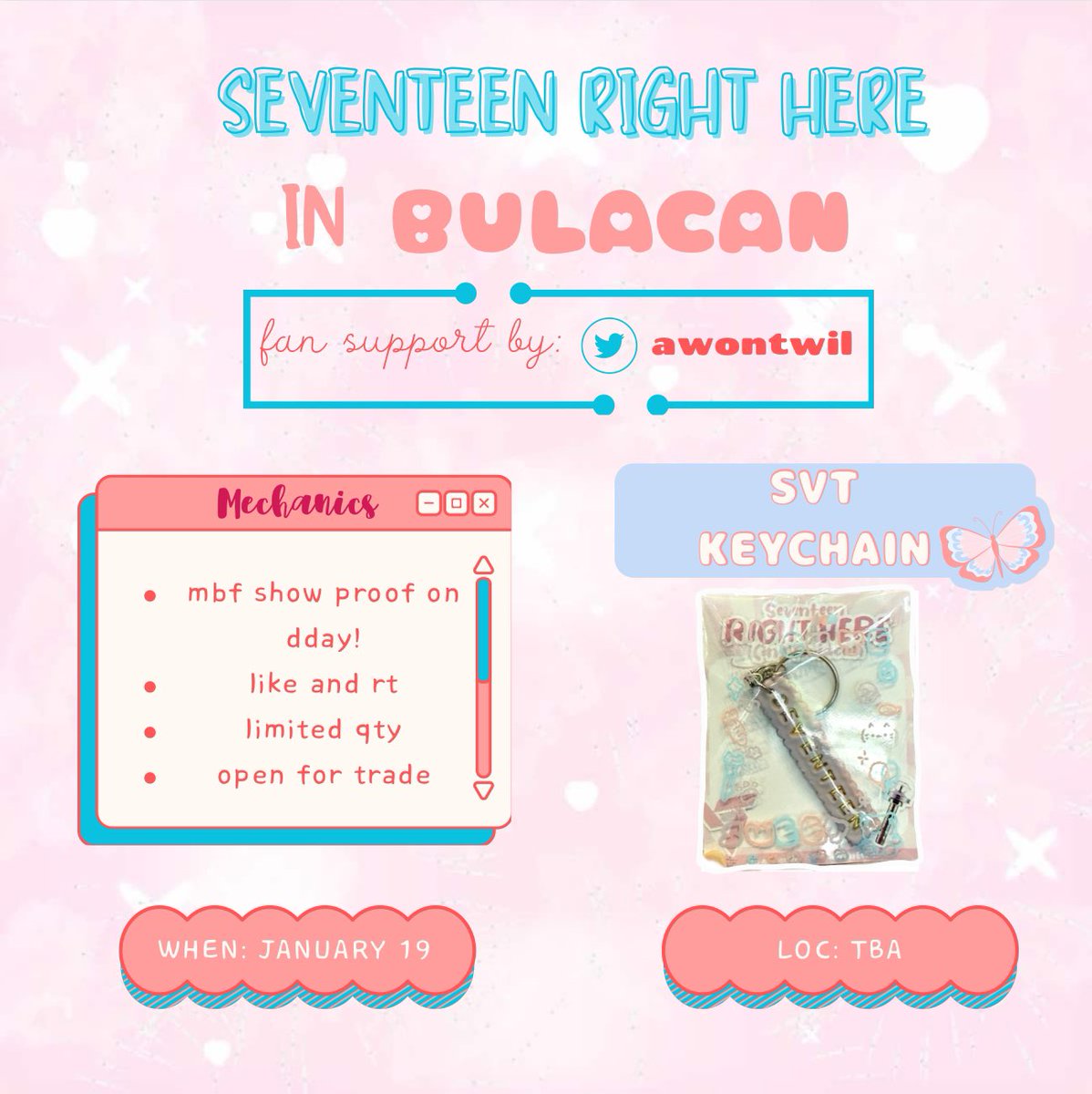 awontwil's tweet photo. 𝘀𝗲𝘃𝗲𝗻𝘁𝗲𝗲𝗻 𝗿𝗶𝗴𝗵𝘁 𝗵𝗲𝗿𝗲 𝗶𝗻 𝗯𝘂𝗹𝗮𝗰𝗮𝗻 ⋆. 𐙚 ˚
(✧ ) fan support by @awontwil 

▸𝙹𝙰𝙽. 19 - 𝙳𝙰𝚈 2
ꕤ follow, retweet and like
ꕤ strictly 1:1 , limited qty

see you carats ! 🫶🏻
#SEVENTEEN_RIGHT_HERE_IN_BULACAN https://t.co/bBpGbJfpO6
