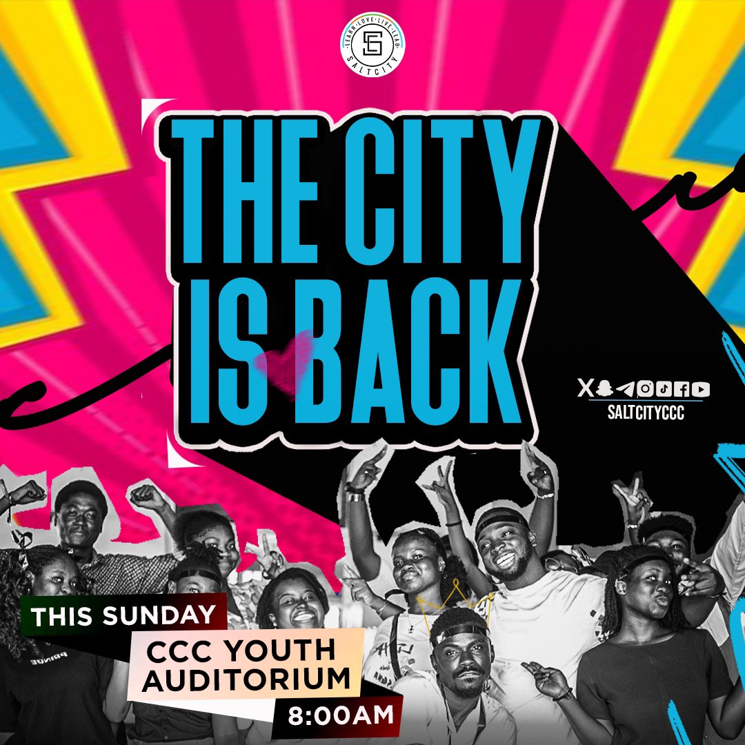 saltcityccc's tweet photo. The City is BACK and better than ever! ๐ฅ๐ Join us tomorrow 8:00 AM for an unforgettable experience. Come ready to worship, connect, and be empowered! ๐
Donโt miss out. Bring your friends, your energy, and your heart wide open. See you there! โค๏ธ
#CCC #SaltCity #TheCityIsBack https://t.co/vDjdfMpXXG
