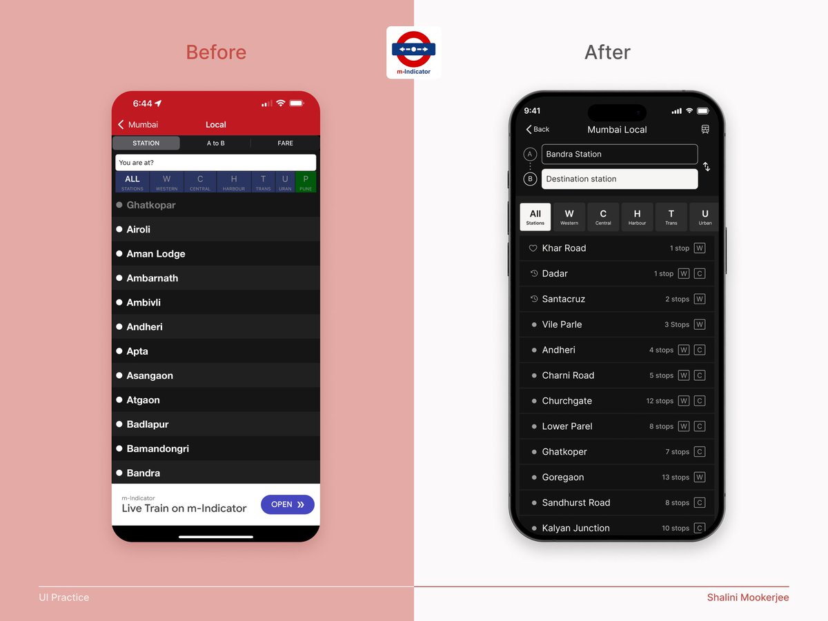 shalz__m's tweet image. I used the m-indicator app recently when I was in Mumbai & I thought it was incredibly helpful. So for today's practice I thought of redoing one of their screens. 
#ui #dailyuidesign