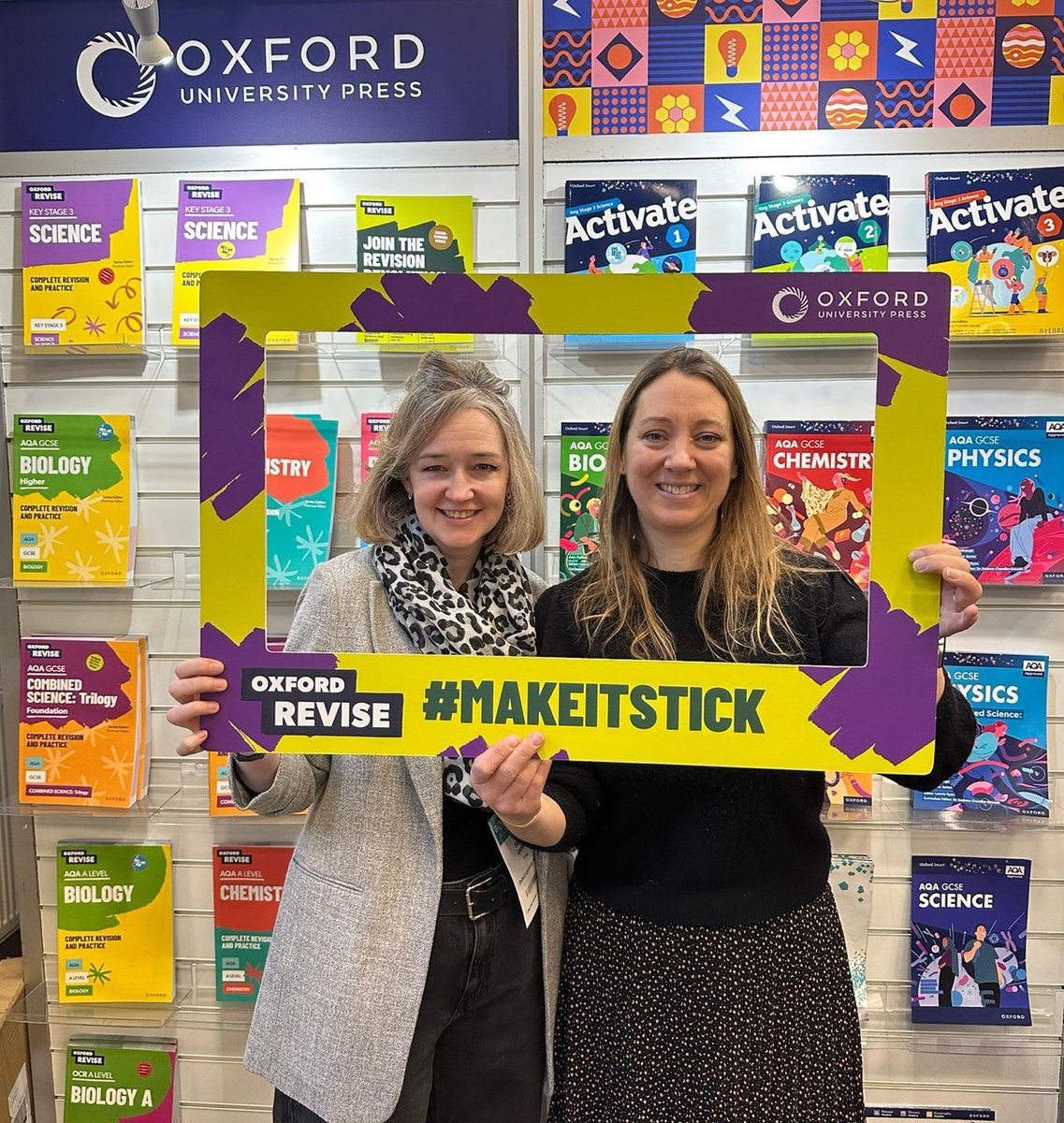 Science publishers Penny &amp; Sophie are <a href="/theASE/">The ASE</a> Conference today! We asked them for their top revision tips:

🎯 Start right now!
🎯 Put key facts on post-its round the mirror where you brush your teeth!

What are your top tips for students?

#ASEConf2025 #OxfordRevise #MakeItStick