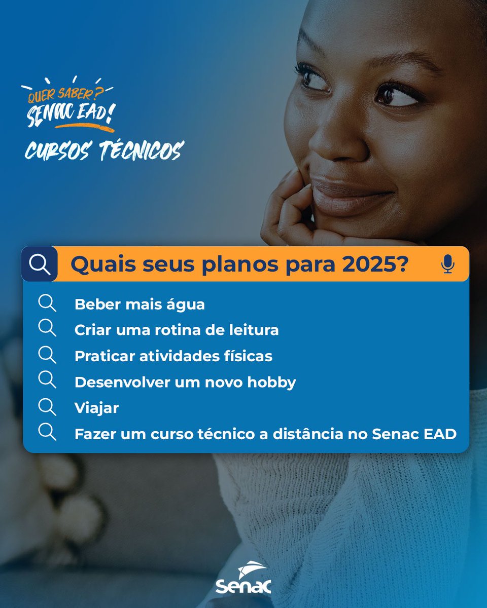 🎯 E você, já fez a sua lista de planos para 2025? ✨📋
Aproveite o início de ano para traçar suas metas e conquistar grandes sonhos! 🚀

#senacead #cursotecnico #cursostécnicossenacead #ead #sejaquemvocêquerser #quersabersenacead #sistemacomercio #sistemafecomercioro #senacro
