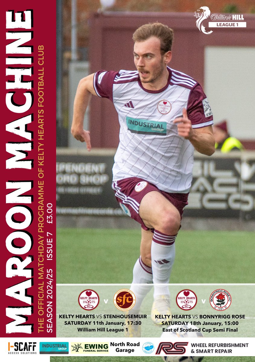 KeltyHeartsFC's tweet photo. 📖 Matchday Programme
Don’t forget to pick up Issue 7 of our matchday programme which covers todays SPFL WilliamHill fixture against Stenhousemuir and next weeks East of Scotland Cup Semi Final against Bonnyrigg Rose
#MatchdayProgramme #KeltyHearts #Issue7 https://t.co/HXq2jZg1IS