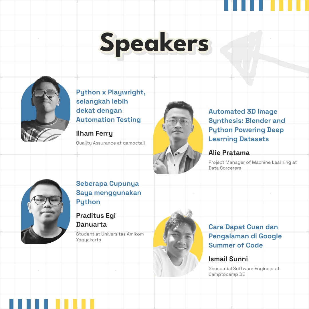 pyjogja's tweet photo. Halo sedulur PyJo!

Mari ikuti meetup PyJogja perdana di tahun 2025! 🎉

🗓️ Sabtu, 18 Januari 2025
🕘 08.30 - 13.00 WIB
🏢 Gedung TILC, SV UGM
📍 https://t.co/RcCSC27wgI

Catatan: Harap mengenakan sepatu dan celana/rok panjang. https://t.co/Yh4BmlVhP5