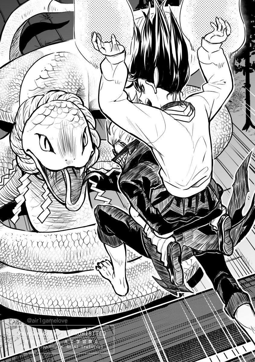 air1gamelove's tweet photo. （年明けたけど）大晦日に🐍襲われて相手になるオカモモの図 https://t.co/7fM8fqOtWi