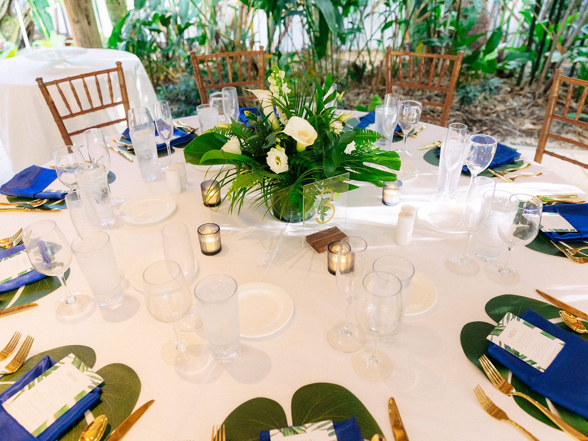DGMEventDecor's tweet photo. 🌿🍽️ Setting the tone for an unforgettable evening! This tropical-inspired tablescape, complete with lush greenery and bold pops of blue, is pure elegance. 💙Let’s create magic together! #TabletopGoals #WeddingDecor #TropicalElegance
.
.
.

💐 @DGMFlowers
📷 @... https://t.co/2u4D7UIK2W