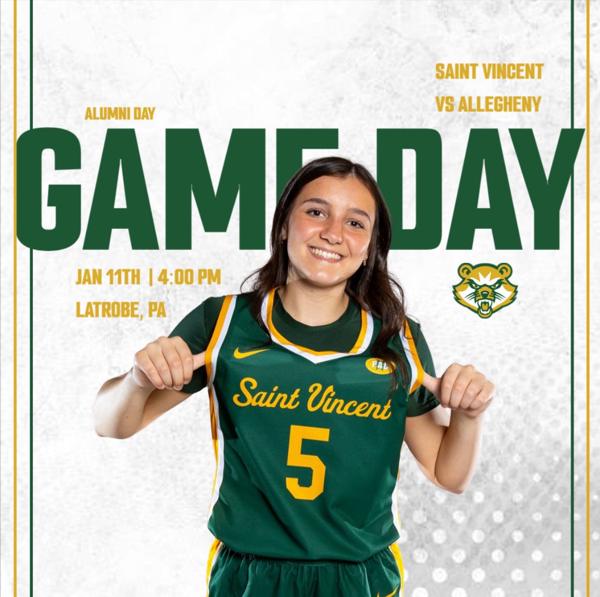 🟡 GAME DAY 🟡

We are back in the Carey Center for a PAC double header against Allegheny College. Today is our Alumni day, in which we are eager to welcome them back! Tune in!👊🏼

⌚️4:00pm
📍 Latrobe, Pa
📺 pacdigitalnetwork.com/stvincent/