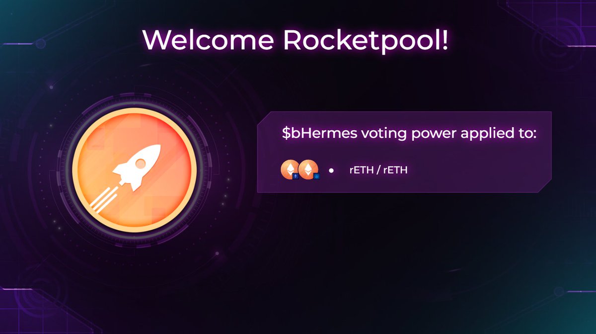 🎉 Thrilled to announce that <a href="/Rocket_Pool/">Rocket Pool</a> has joined the Opening Ceremony lineup!

With the bHermes allocation accepted, <a href="/Rocket_Pool/">Rocket Pool</a> is voting for their rETH/rETH gauge.

Let's make trading $rETH on arb<->eth route easier 🤌