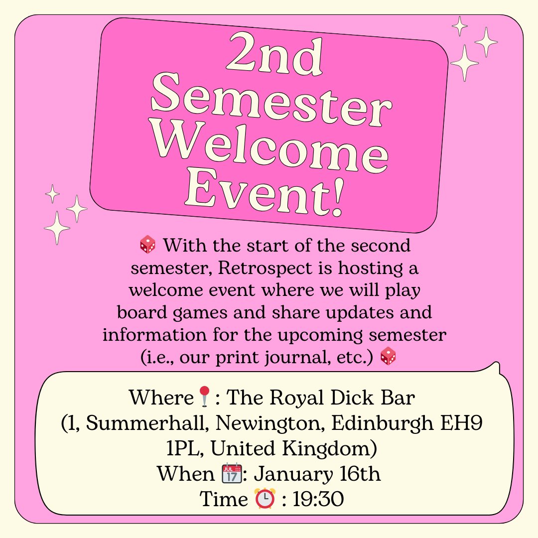 Come and join us for our first event for the second semester!
(details down below ⬇️)