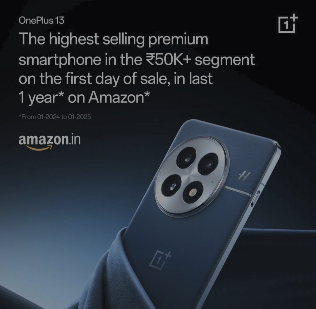 _techibee's tweet image. OnePlus 13 sets a record-breaking start to 2025! 🚀
The highest selling premium smartphone (₹50K+ segment) on the first day of sale on Amazon in the past year! 🔥
#OnePlus13 #RecordBreaker #OnePlusIndia