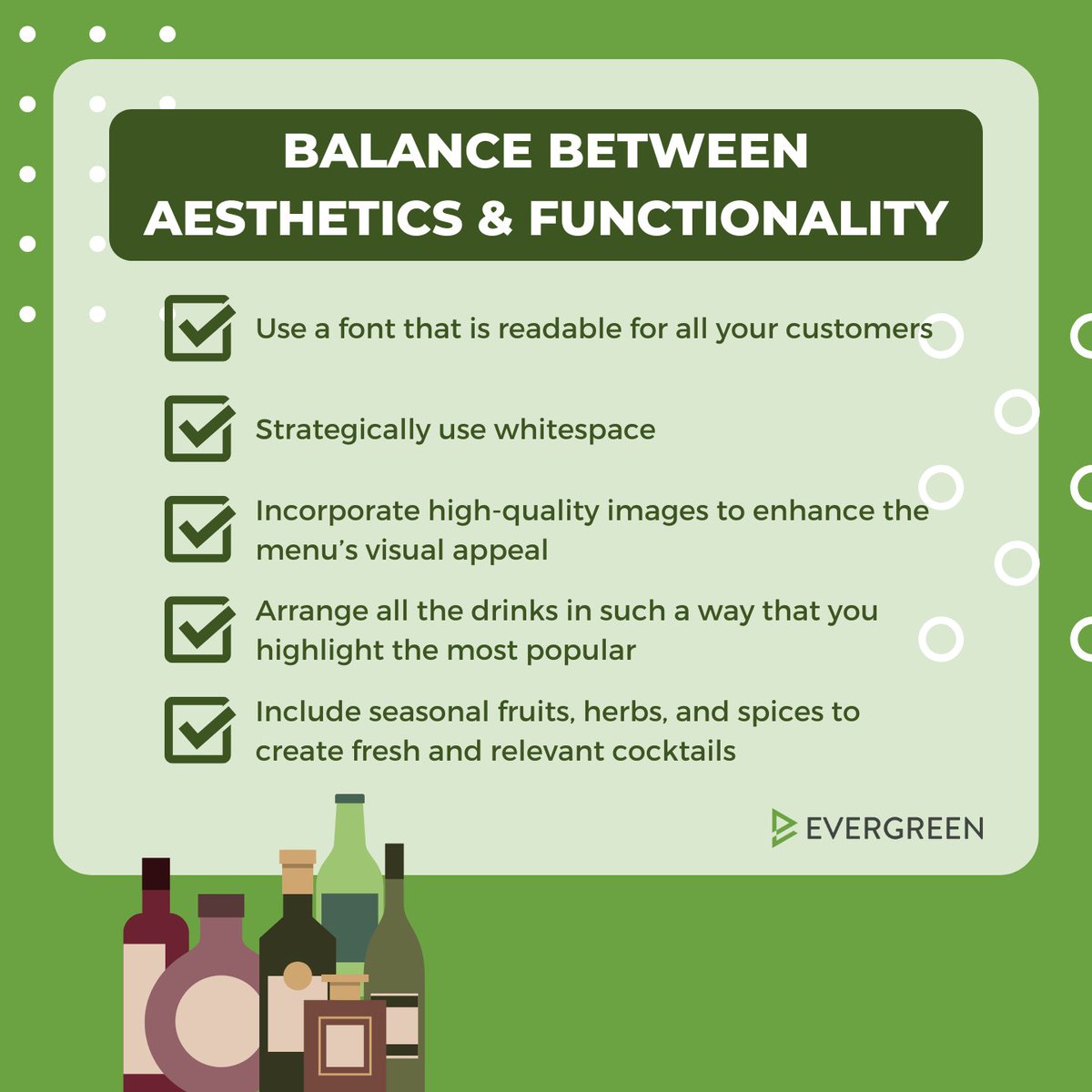 taphunter's tweet image. Here are five ways to achieve the balance between aesthetics and functionality in your drink menu.

Learn more from our website!

#evergreen #evergreentechnology #drinkmenu