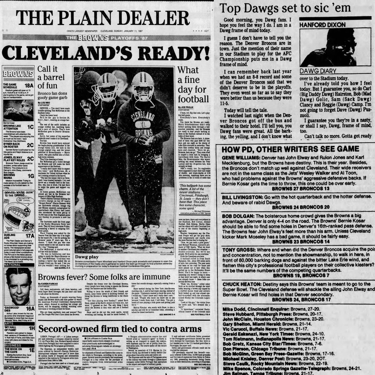 MrCleveland_216's tweet photo. January 11, 1987: Dawg Day🏈

#DawgPound Hanford Dixon shares his thoughts heading into AFC Championship later that day

Every PD writer picked Brownies to win as did most nationally 

It was all there for the taking
Cleveland WAS Ready

Alas, still amazing memories

#TopDawgs https://t.co/6U1pqfc70V