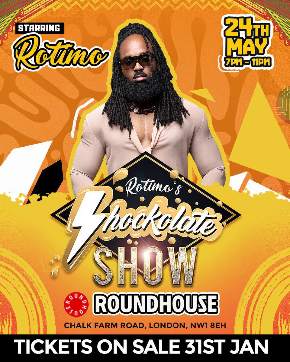 ShockolateShow's tweet image. Just announced! @RotimoOfficial’s Shockolate Show. Tickets on sale 31st Jan at 10am #ShockingTheWorld ⚡️