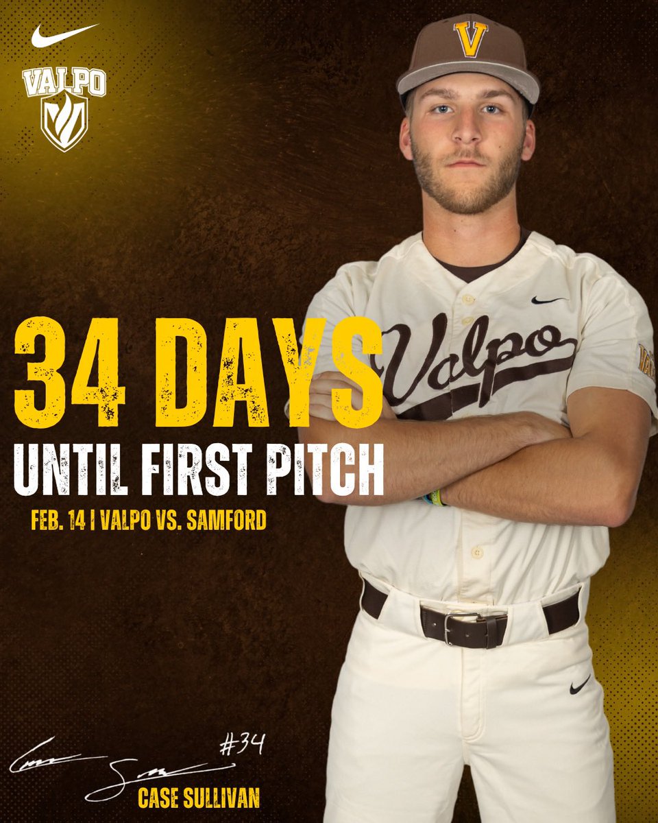 ValpoBaseball's tweet photo. 𝟑𝟒 𝐃𝐚𝐲𝐬 𝐔𝐧𝐭𝐢𝐥 𝐅𝐢𝐫𝐬𝐭 𝐏𝐢𝐭𝐜𝐡.

#GoValpo | #MVCBaseball https://t.co/cwAE502A1l
