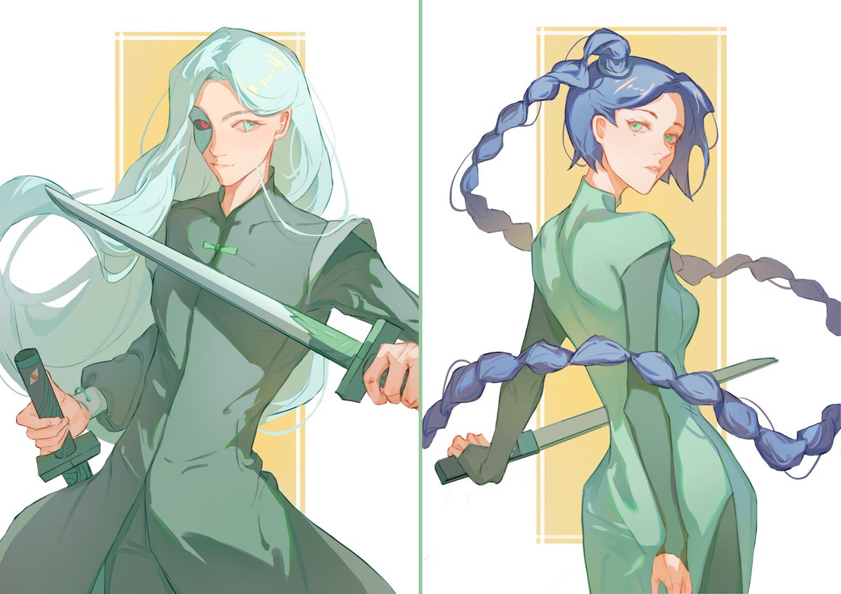 致歉声明：画完要拼图的时候才发现画反了…搞对称情头必须翻转其中之一，只是想硬凑个情头😢

#ScissorSeven #刺客伍六七 #梅花师徒