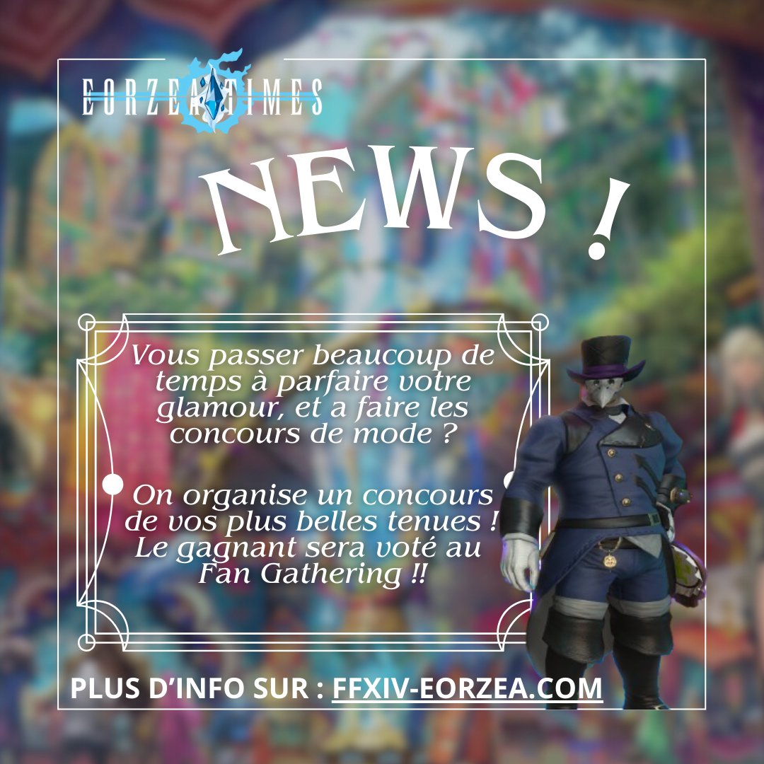 News Fan Gathering ! 

Pour l'occasion vous pouvez déjà commencer à participer avec vos plus belles tenues et vos plus beaux screens ! 

Toutes les infos : ffxiv-eorzea.com/actualites/le-…

#FFXIV #FF14