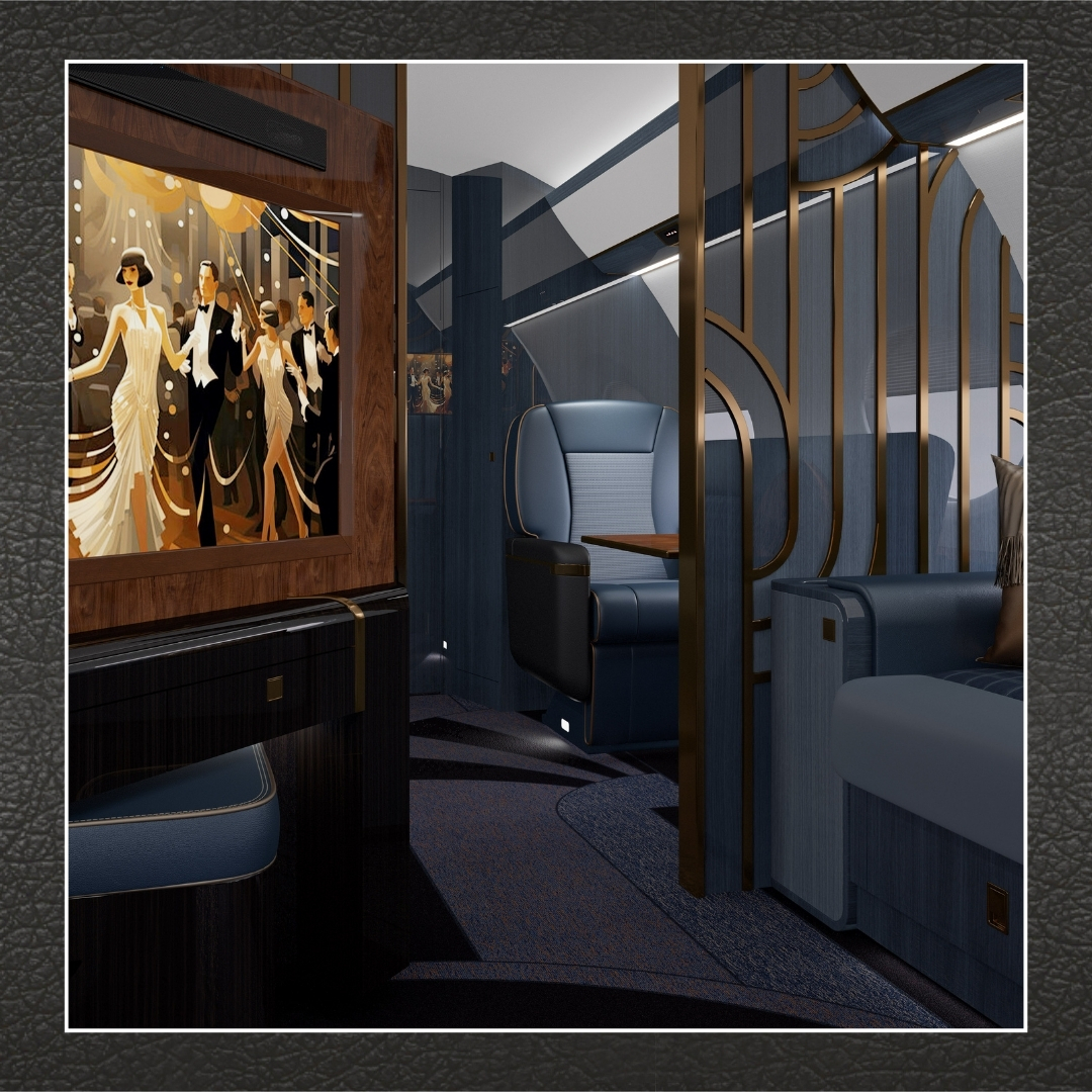 Flexjet's tweet photo. Inspired by the glamorous Art Deco period of the Roaring Twenties, the Gatsby interior transports you to a different era. Where will your design take you?
Enter your #ProjectLXi concept for a Flexjet #Gulfstream #G650 interior for the chance to win $100K: https://t.co/pQMlZFw0vG https://t.co/f3mtzZxhw5