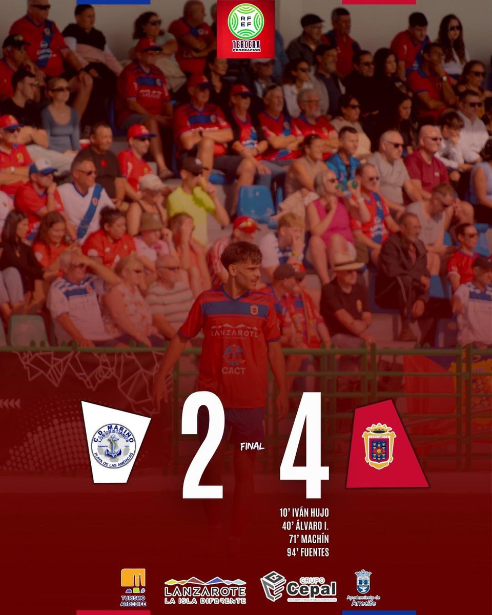 UD Lanzarote (@ud_lanzarote) on Twitter photo 🏁 ¡¡𝗙𝗜𝗡AAAAAAA𝗟!!
<a href="/CDMarinoOficial/">CD Marino</a> 2-4 #UDLanzarote
⚽️<a href="/ivan7hb/">Ivan Hujo Boa</a> 10’
⚽️<a href="/Alvaroiglesias9/">Alvaro Iglesias</a> 40’
⚽️Machín 71’
⚽️<a href="/alefuentes_10/">𝑨𝒍𝒆 𝑭𝒖𝒆𝒏𝒕𝒆𝒔</a> 94’
✅¡Primera victoria del 2025 en un campo dificilísimo!
🏝️ ¡𝐕𝐀𝐌𝐎𝐒 ZAROTE ! ❤️💙
#TuAlientoNuestraFuerza ❤️
#MarinoLanzarote 🏁 ¡¡𝗙𝗜𝗡AAAAAAA𝗟!!
<a href="/CDMarinoOficial/">CD Marino</a> 2-4 #UDLanzarote
⚽️<a href="/ivan7hb/">Ivan Hujo Boa</a> 10’
⚽️<a href="/Alvaroiglesias9/">Alvaro Iglesias</a> 40’
⚽️Machín 71’
⚽️<a href="/alefuentes_10/">𝑨𝒍𝒆 𝑭𝒖𝒆𝒏𝒕𝒆𝒔</a> 94’
✅¡Primera victoria del 2025 en un campo dificilísimo!
🏝️ ¡𝐕𝐀𝐌𝐎𝐒 ZAROTE ! ❤️💙
#TuAlientoNuestraFuerza ❤️
#MarinoLanzarote
