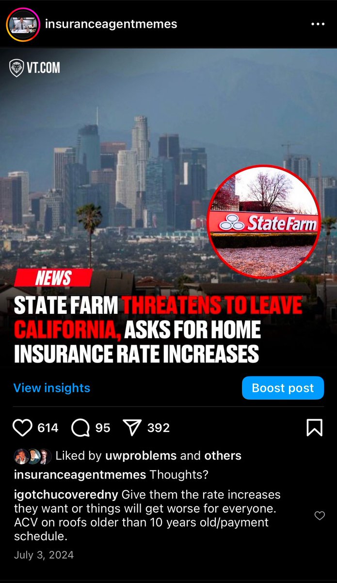 agent_insu61157's tweet image. Posted this 6 months ago. Thoughts???? 

#insuranceagentmemes #insurancememes #insurancecalifornia #wildfires #statefarm