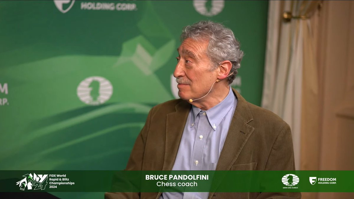 FIDE_chess's tweet photo. Bruce Pandolfini is one of the most famous writers in the chess history of the US 🇺🇸 and a great coach. In 1982, Pandolfini was the chess consultant to author Walter Tevis for the novel "The Queen's Gambit". Pandolfini returned as a consultant for the 2020 Netflix miniseries of the same name!

Watch the interview he gave us during the FIDE World Rapid&Blitz Championships 👇
https://t.co/PlBysx6exb