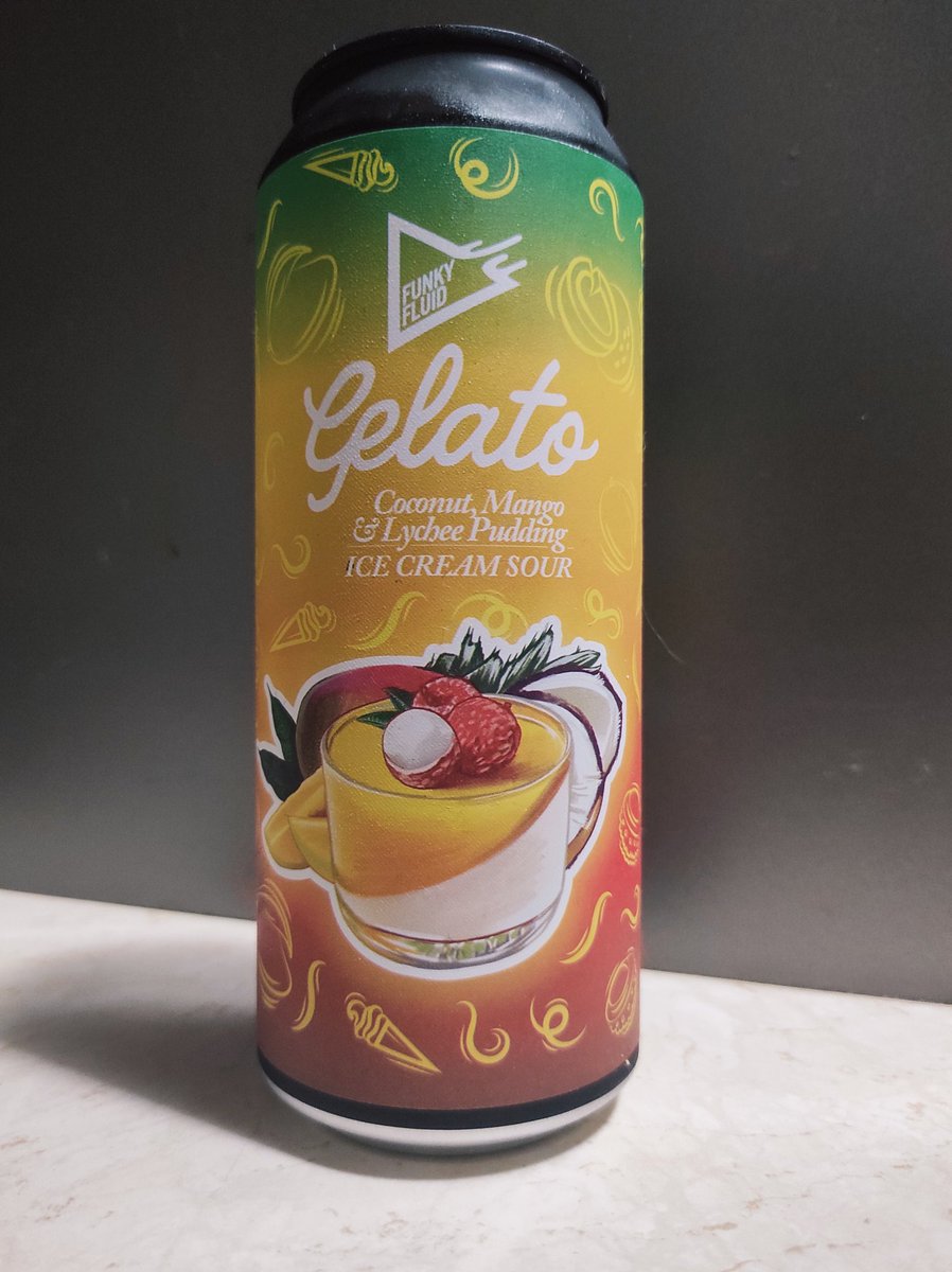 BojanowskiMarek's tweet photo. #591
🍺 GELATO: Coconut, Mango &amp; Lychee Pudding
🇵🇱 Funky Fluid 
Ice Cream Sour
Alk. 5.5%
Ekst.wag. 18.0
4/5
#craftbeer #polishbeer #sour #coconut #mango #LycheePudding #piwokraftowe #browar #funkyfluid #beerpics #fruit  #wroclaw https://t.co/HmXiIHorjU