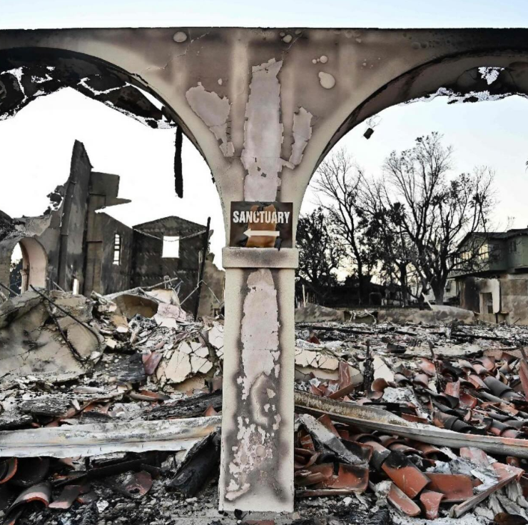 USA

The ruins of a church from the brutal fires in Los Angeles, California