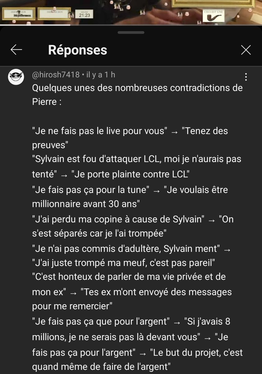 AkimWb_'s tweet photo. Y'a un mec qui a listé des contradictions de Pierre Chabrier sous  un enregistrement de son live. 📴📴 https://t.co/S1H9OrH0Bf