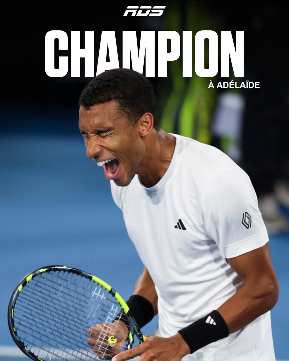 RDSca's tweet photo. CHAMPION À ADÉLAÏDE!👑
Félix Auger-Aliassime débute sa saison 2025 de la meilleure des façons en défaisant Sebastian Korda en finale du tournoi d'Adélaïde!

https://t.co/FBrdkEFtW8 https://t.co/X2JyJrCi4N