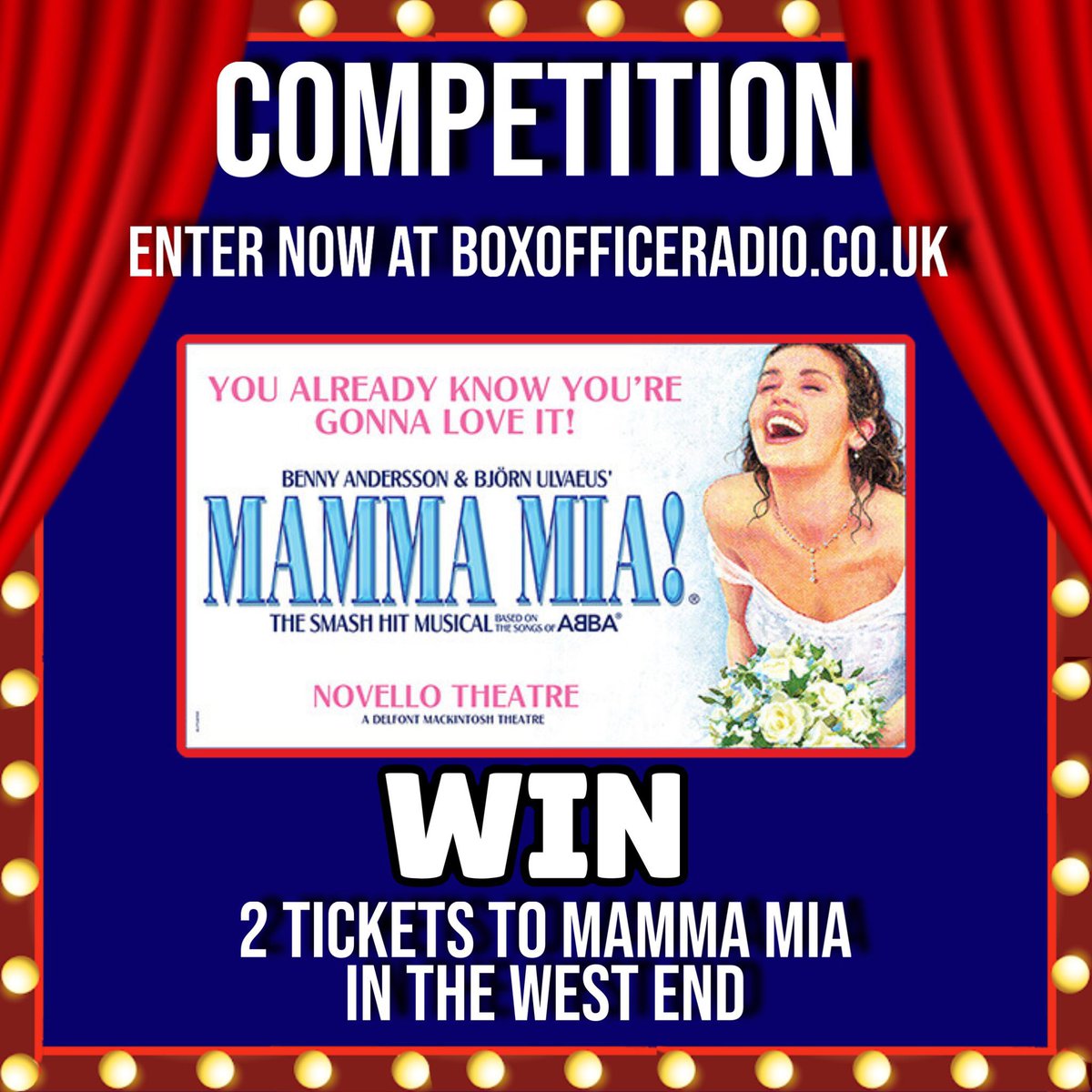 🎭COMPETITION 🎭

Here we go again with a fabulous opportunity for you to win tickets to see <a href="/MammaMiaMusical/">MAMMA MIA!</a> in London’s West End! 

Enter via our website, or via our FREE app 📱

boxofficeradio.co.uk