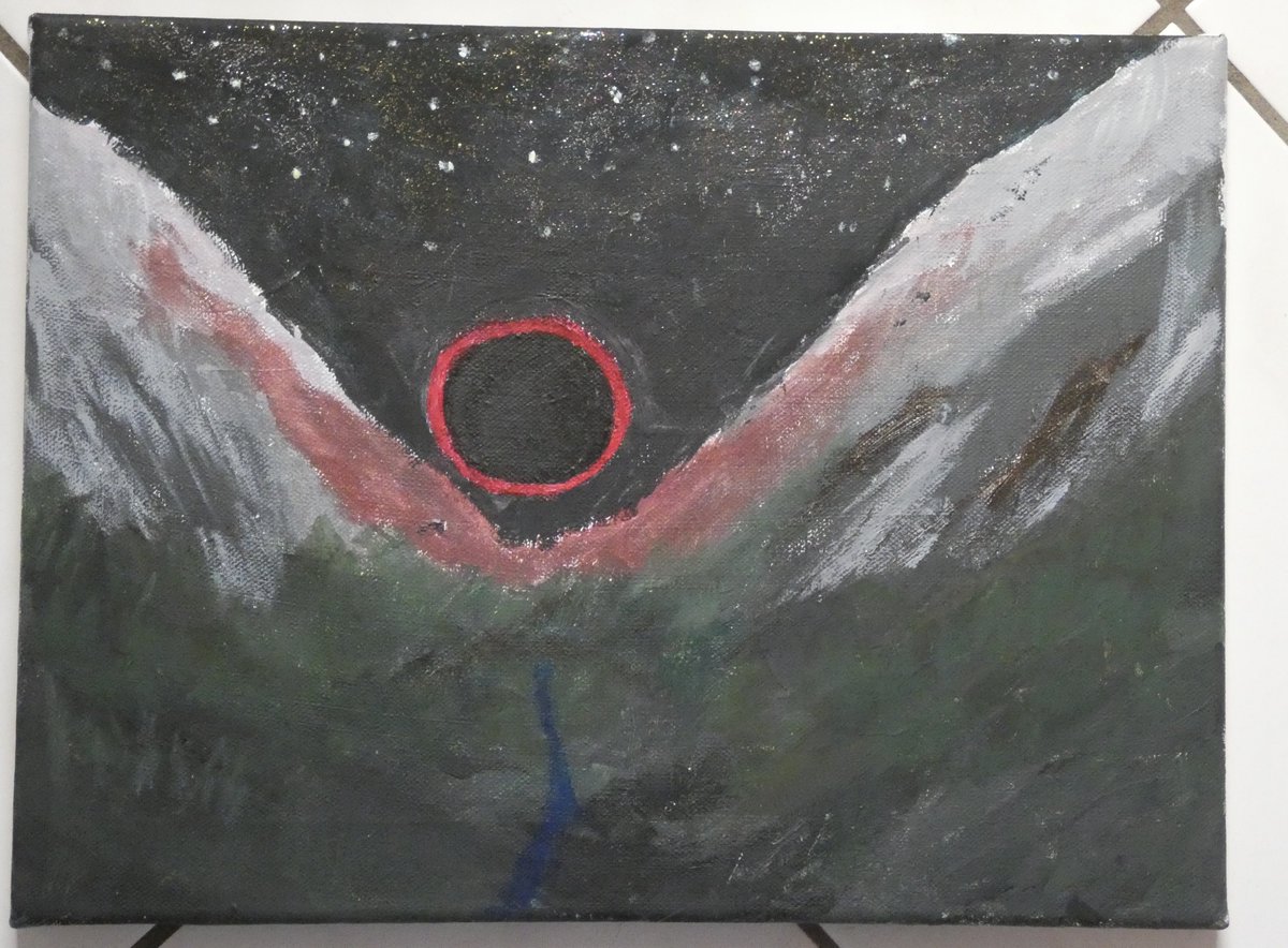 pianolisko's tweet photo. ringförmige Sonnenfinsternis bei Sonnenuntergang in den Bergen
ringshaped solar eclipse at sunset in the mountains
#acrylicpainting #painting #gemaelde #zeichnung #kunst #art #mountains #landscape #sunset #solareclipse #sonnenuntergang #sonnenfinsternis #berge #landschaft https://t.co/9Bp5XmLvOI