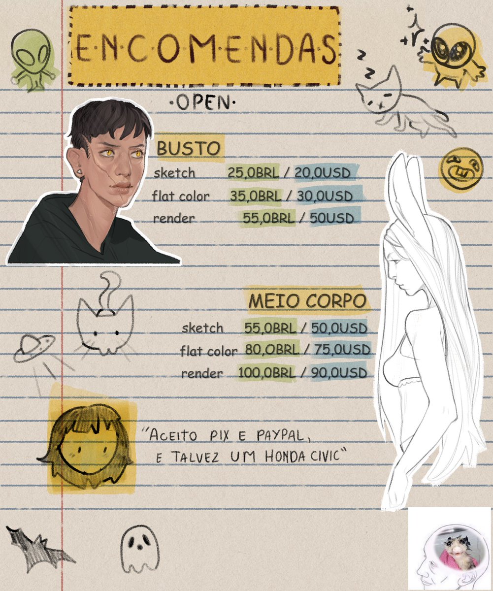 🚨ENCOMENDAS ABERTAS🚨
dessa vez vou abrir somente 4 slots, pois estou me recuperando de uma febre

cê pode me chamar aqui ou no discord: chaleirametallica