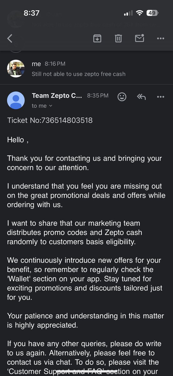 tanankit's tweet photo. @ZeptoNow what should be done with marketing offers if customers can’t use it. Time to review marketing team work and does your tech support marketing or not. https://t.co/NwH7mFFhKM
