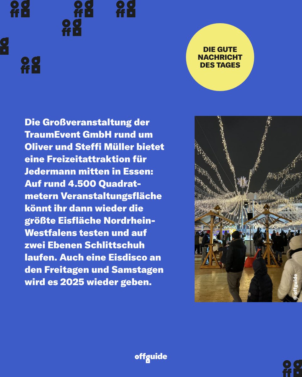 offguide's tweet image. Anzeige · Die zweistöckige Eisbahn, die 2024 erstmals auf dem Kennedyplatz in der Innenstadt aufgebaut wurde, kehrt diesen Sonntag zurück. Ab 11 Uhr startet der Essener Wintertraum die Freizeitattraktion für Jedermann mitten in Essen. 
#essenerwintertraum #essenruhr #offguide