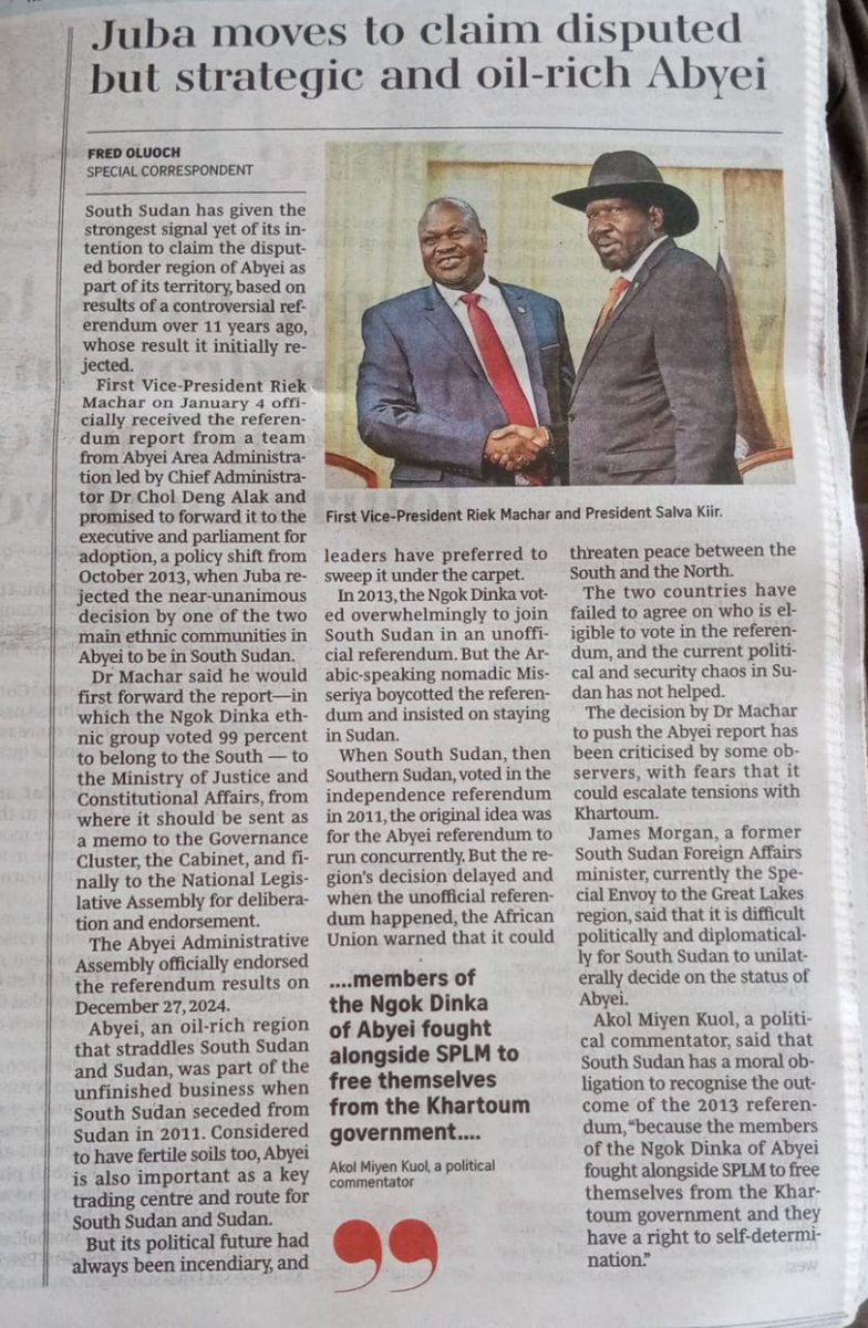 AkolMiyenKuol's tweet photo. #SouthSudan has a moral obligation to recognize the outcome of the 2013 referendum. #Abyei #AbyeiFinalStatus https://t.co/61T0Ya7jbA