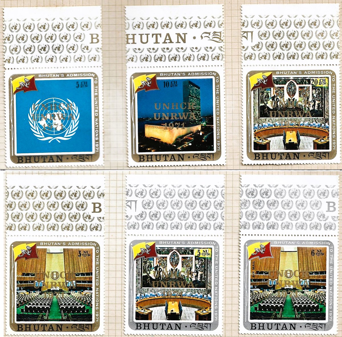 ValiaHiten's tweet photo. @Philatelovely BHUTAN 1971 - The Kingdom of #Bhutan was admitted as the 128th member of the United Nations on 21st September 1971. The #Stamp Overprinted #UNHCR #UNRWA 1971", Mint, Unused #philately #stampcollecting #stampauction #stampsforsale #Collectibles #rarestamps #Commonwealth @bhutan https://t.co/d3YLzb6zZm