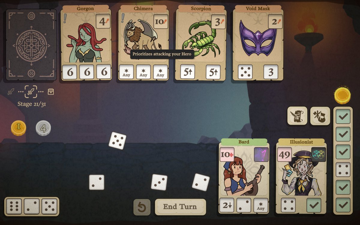 Monsters, strategy, and dice collide in Dice &amp; Fold! 🎲✨

Crawl through turn-based dungeons, outsmart foes, and roll your way to the final boss. 

Wishlist now on Steam and see where the dice take you! #ScreenshotSaturday