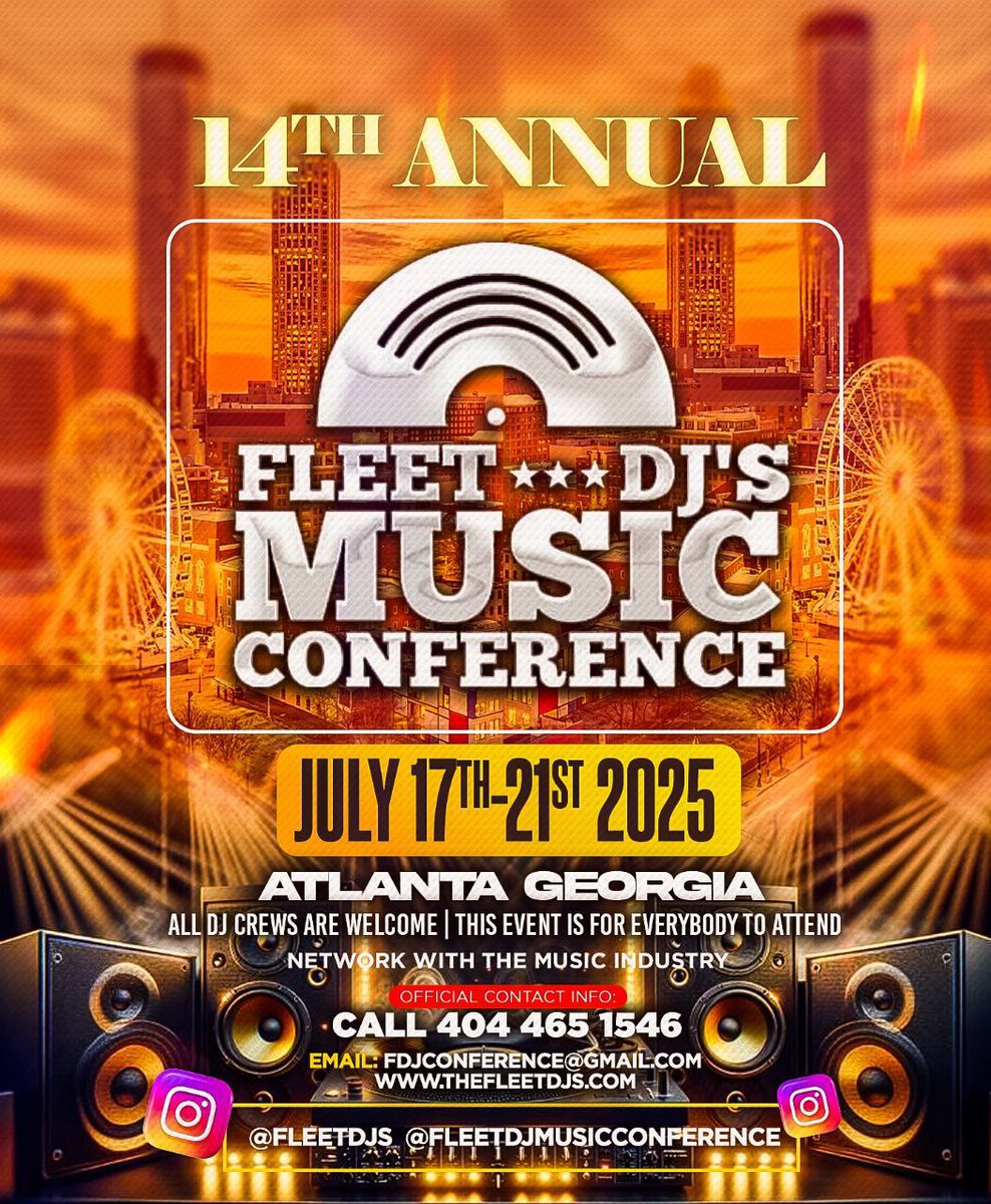 WestonM44518740's tweet image. THIS IS THE PLACE TO BE JULY 17th-21st 14th 2025 Annual Fleet DJs Music Conference in Atlanta Georgia #FleetDJs #FleetNation #FleetTakeOver #FleetMusicConference @FLEETDJS @fleetnation1 @fleet_promo