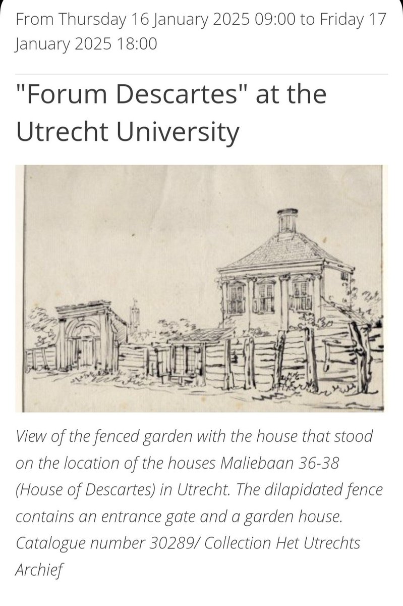 DescartesLaboratory (@descarteslabor) on Twitter photo the programme of next Forum Descartes, next week <a href="/UtrechtHPS/">Utrecht History & Philosophy of Science</a> #Utrecht
funnily and interestingly enough, the cover is the fenced farden with the house where likely Descartes lived in Utrecht! #plants at the core of #17thcenturyphilosophy
#Descartesstudies #cartesianism the programme of next Forum Descartes, next week <a href="/UtrechtHPS/">Utrecht History & Philosophy of Science</a> #Utrecht
funnily and interestingly enough, the cover is the fenced farden with the house where likely Descartes lived in Utrecht! #plants at the core of #17thcenturyphilosophy
#Descartesstudies #cartesianism