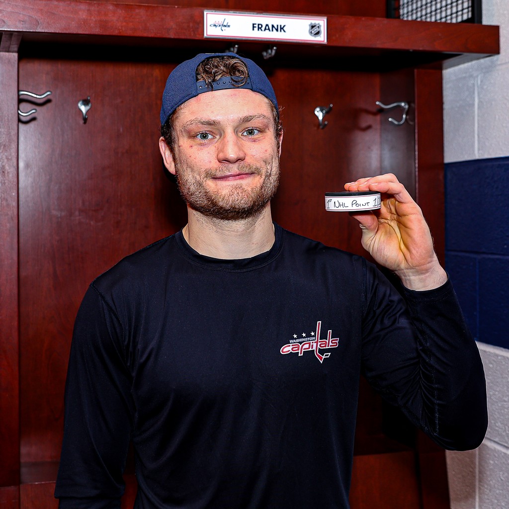 TheAHL's tweet photo. First @NHL game✅️
First NHL point✅️
What's next for #AHLGrad Ethen Frank? https://t.co/Ncy9lI5UxM