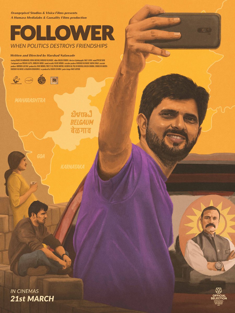 CinemaRare (@cinemararein) on Twitter photo In a town riddled with territorial disputes, a radicalized journalist believes in exposing the atrocities committed against his community. But his beliefs are based on half-truths propagated by an extremist leader.
#Follower by <a href="/harshadn20/">Harshad Nalawade</a>, releases in cinemas on March 21st. In a town riddled with territorial disputes, a radicalized journalist believes in exposing the atrocities committed against his community. But his beliefs are based on half-truths propagated by an extremist leader.
#Follower by <a href="/harshadn20/">Harshad Nalawade</a>, releases in cinemas on March 21st.
