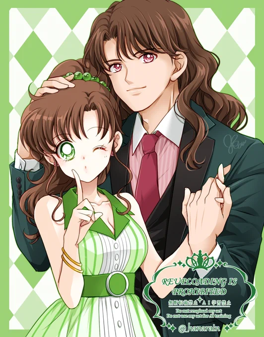 よんよん描きました!!ご査収ください一番くじのパーティ衣装内部ちゃんもいつか描きたいと思っていたのでドレスアップ～ 