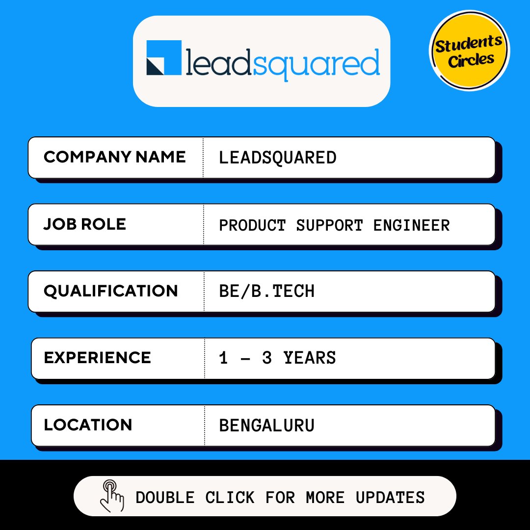 karthikpattadi's tweet photo. 🔍 LeadSquared Careers 2025 🔍

💼 Job Role: Product Support Engineer

🔗 https://t.co/70TOy95xtV

💬 Join Our WhatsApp Group: https://t.co/DpG8UKE3XX

✅ Comment #INTERESTED below, to get shortlisted in 6 hours.

#jobs #hiring #freshers #studentscircles #leadsquared https://t.co/vySYuFELjy