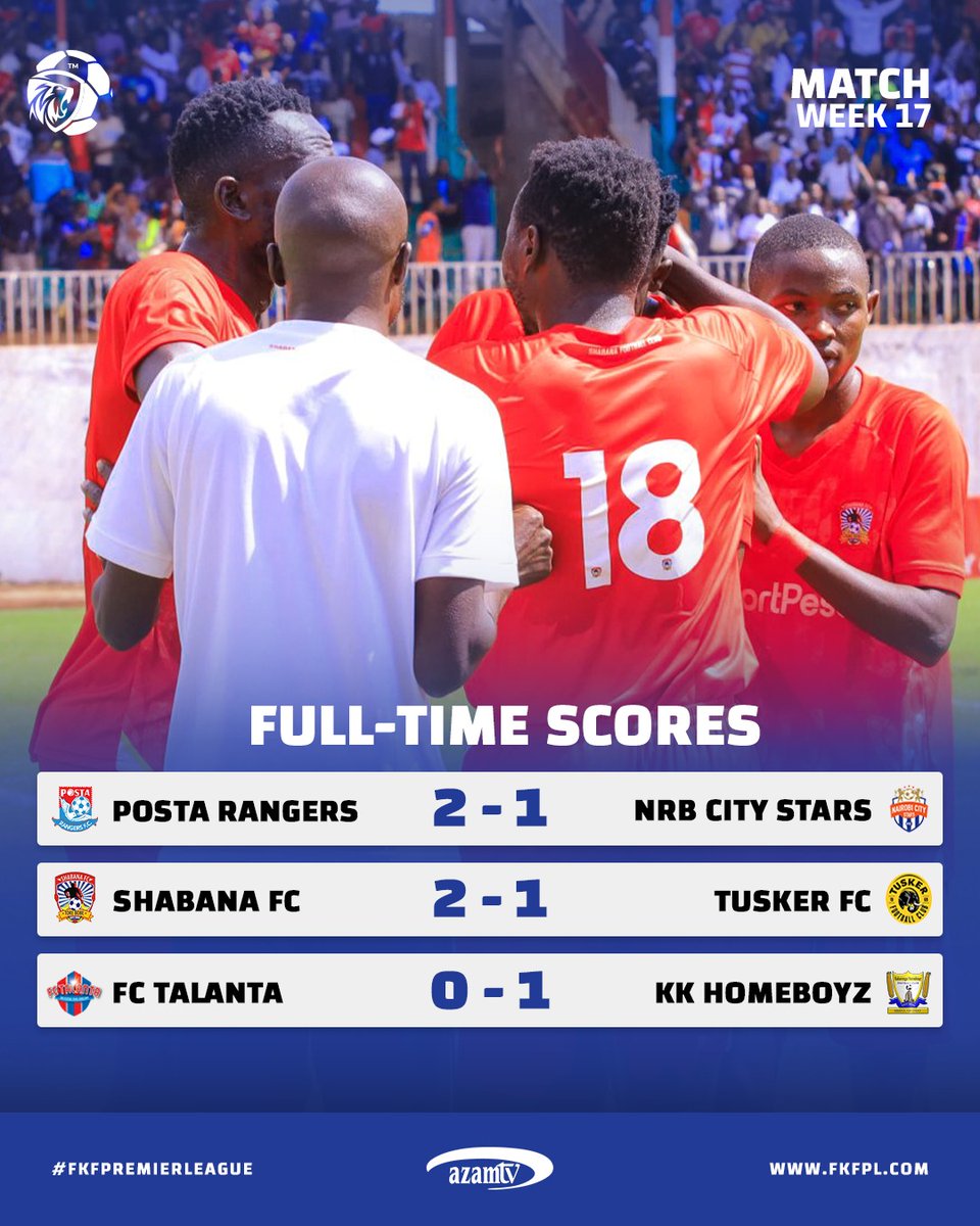 azamtvtz's tweet photo. #FKFPL Matokeo mechi za leo kwenye ligi kuu ya Kenya ikiwa imerejea rasmi leo baada ya mapumziko ya zaidi ya mwezi mmoja.

FT: Talanta 0-1 Kakamega Homeboyz

Burudani itaendelea kesho LIVE #AzamSports3HD

#LigiKuuKenya #FKFPremierLeague #FKFPL #KPL #KenyaPremierLeague #TalantaFC #KakamegaHomeboyz #TalantaKakamega 

@Officialfkfpl