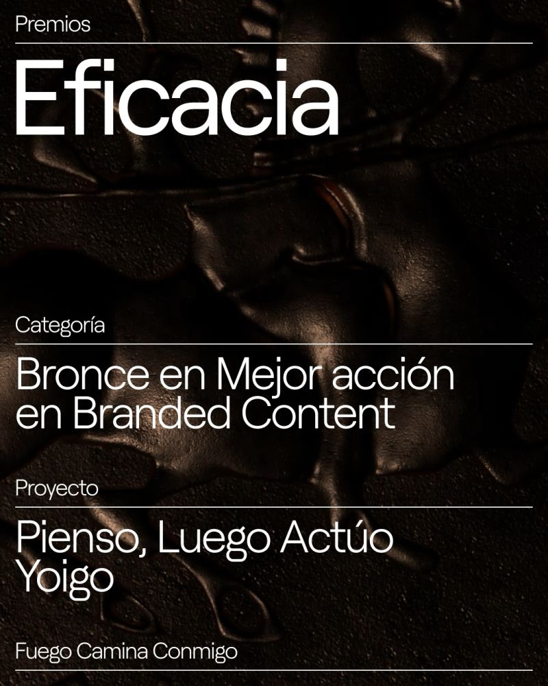 FuegoCaminaC's tweet photo. Sí. Este es el segundo post consecutivo que subimos hablando de premios que nos han dado. Esta vez, en los hashtag#Eficacia2024:

🥉 Bronce en Mejor acción en Branded Content con 'Pienso, Luego Actúo' de Yoigo.
🥉 Bronce en Construcción de una marca con Jumpers. https://t.co/PfKGUVYfd1