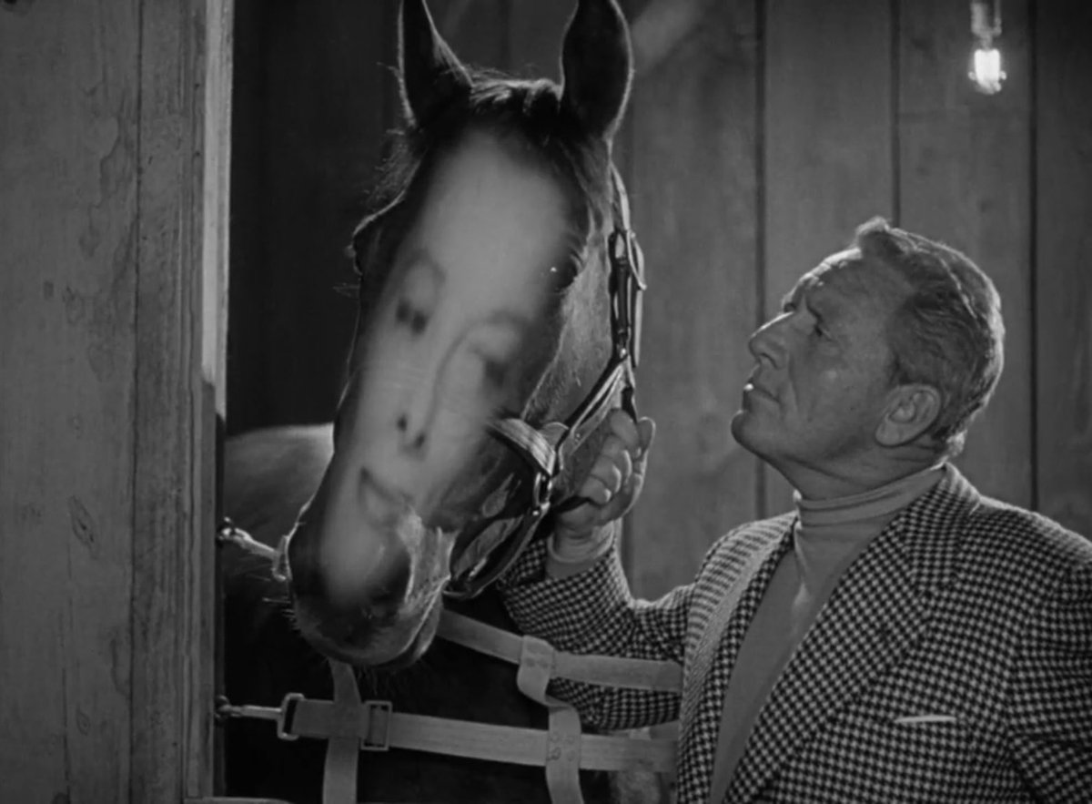 there’s a scene in Pat &amp; Mike (1952) where Spencer Tracy sees Katharine Hepburn's face in a horse
